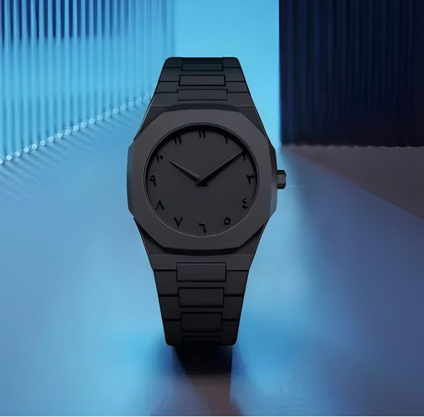 Aura Quartz Arabic Dial Watch for Men – Black Lightweight Trendy