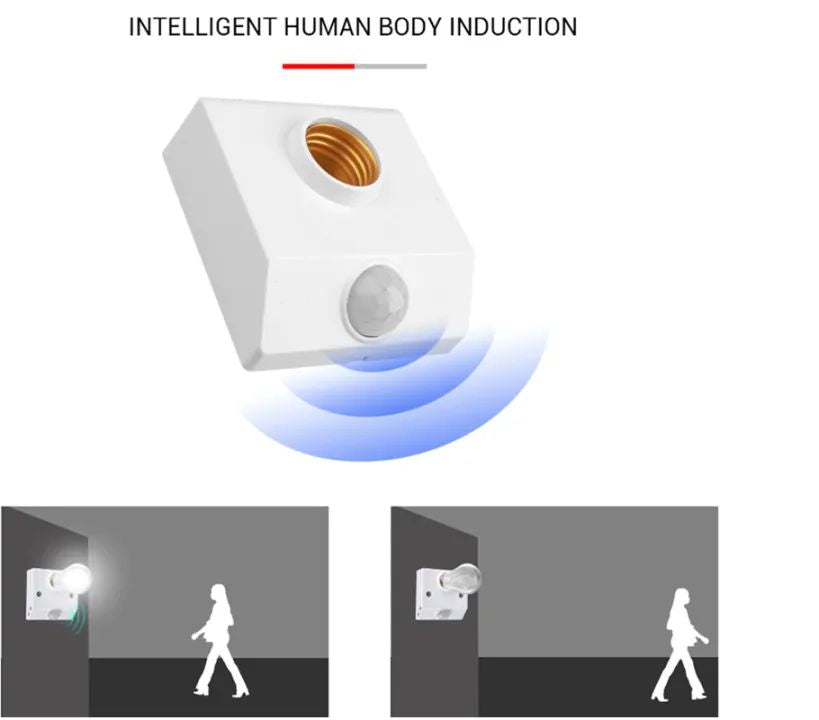 PIR Motion Sensor Bulb Holder | Automatic Infrared Lamp Base Socket