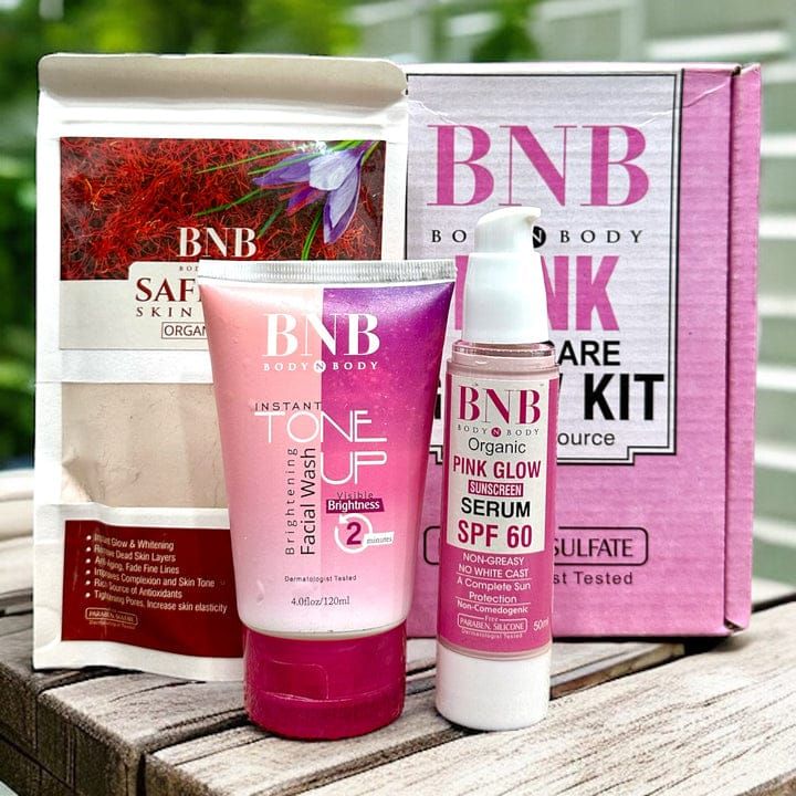 BNB Pink Glow Kit with Tone Up Facial Wash, Saffron Face Mask & Pink Glow SPF60