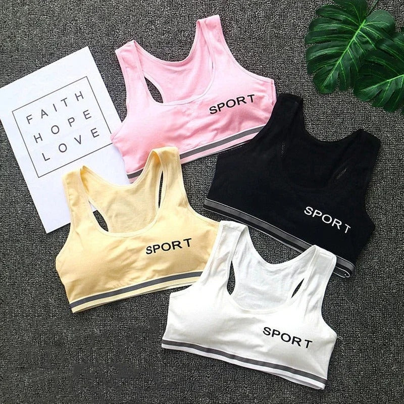 Essential Girls Sports Bra – Camisole Style Wireless Training Bra (Free Size)