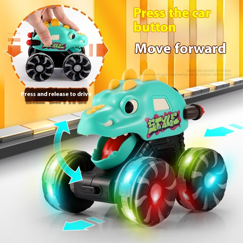 Inertial Sliding Model Light Pressing Dinosaur Toy Car | Fun Kids Vehicle with Lights & Sound