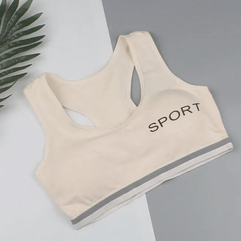 Essential Girls Sports Bra – Camisole Style Wireless Training Bra (Free Size)