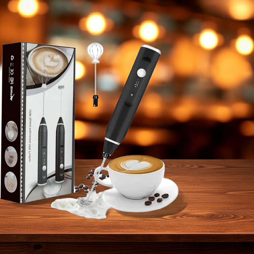 Coffee Mixer Rechargeable Milk Shaker Maker Frother – USB Charging, 3-Speed Adjustable Handheld Coffee Beater