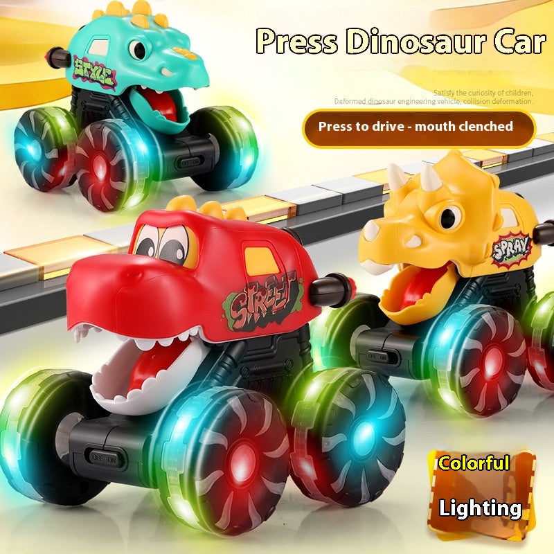 Inertial Sliding Model Light Pressing Dinosaur Toy Car | Fun Kids Vehicle with Lights & Sound