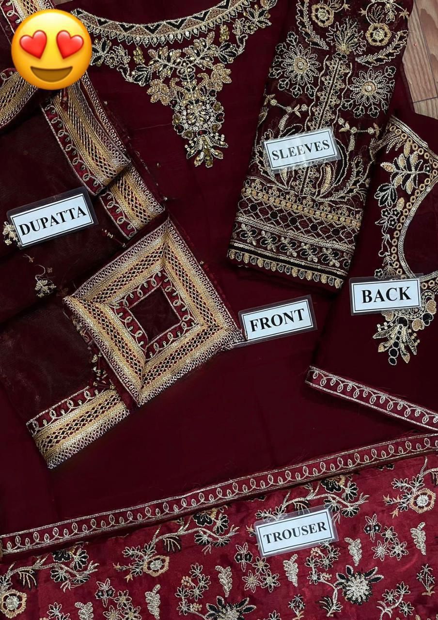 Noor-e-Libaas | BAROQUE Velvet Embroidered Hand Embellished Luxury Unstitched 3PC