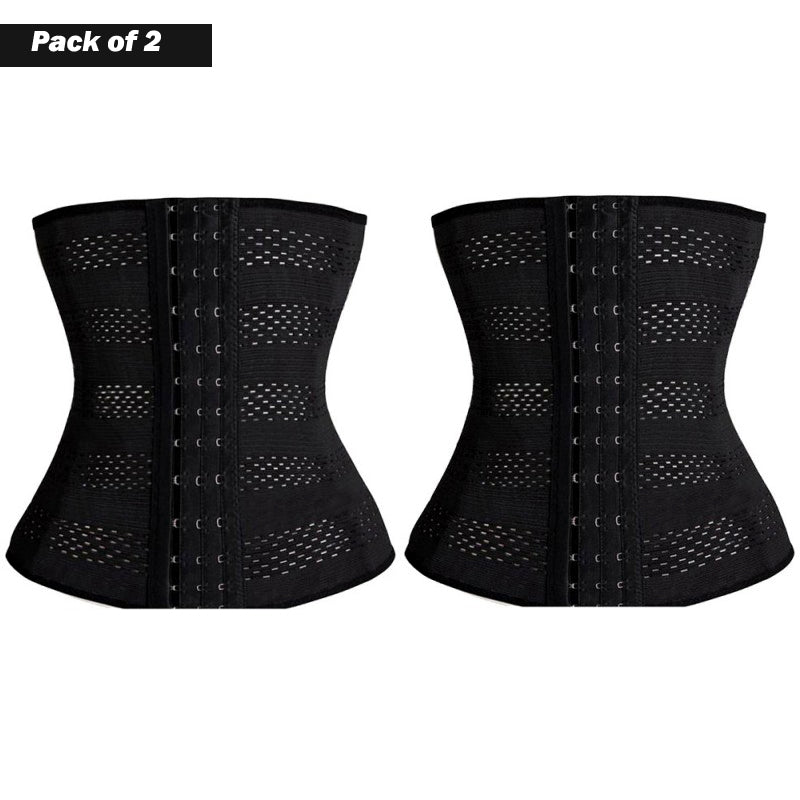 Lanshifei EB40 Body Shaper Waist Cincher for Women – 2 Pieces (Black & Beige)