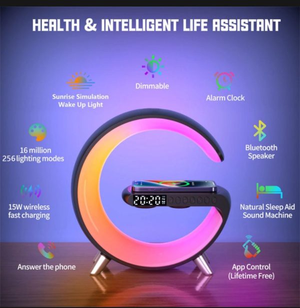 Digital Alarm Clock Wireless Charger I Multi-functional lamp