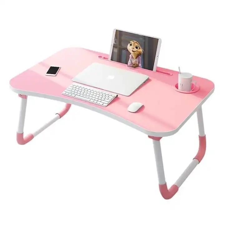 Foldable Laptop Table | Portable Bed & Study Desk with Cup Holder