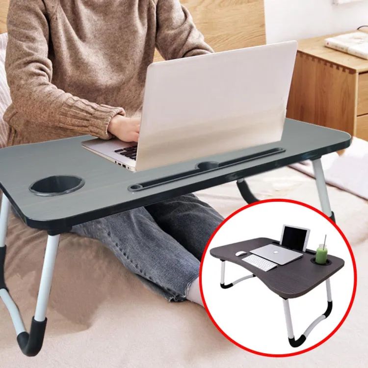 Foldable Laptop Table | Portable Bed & Study Desk with Cup Holder
