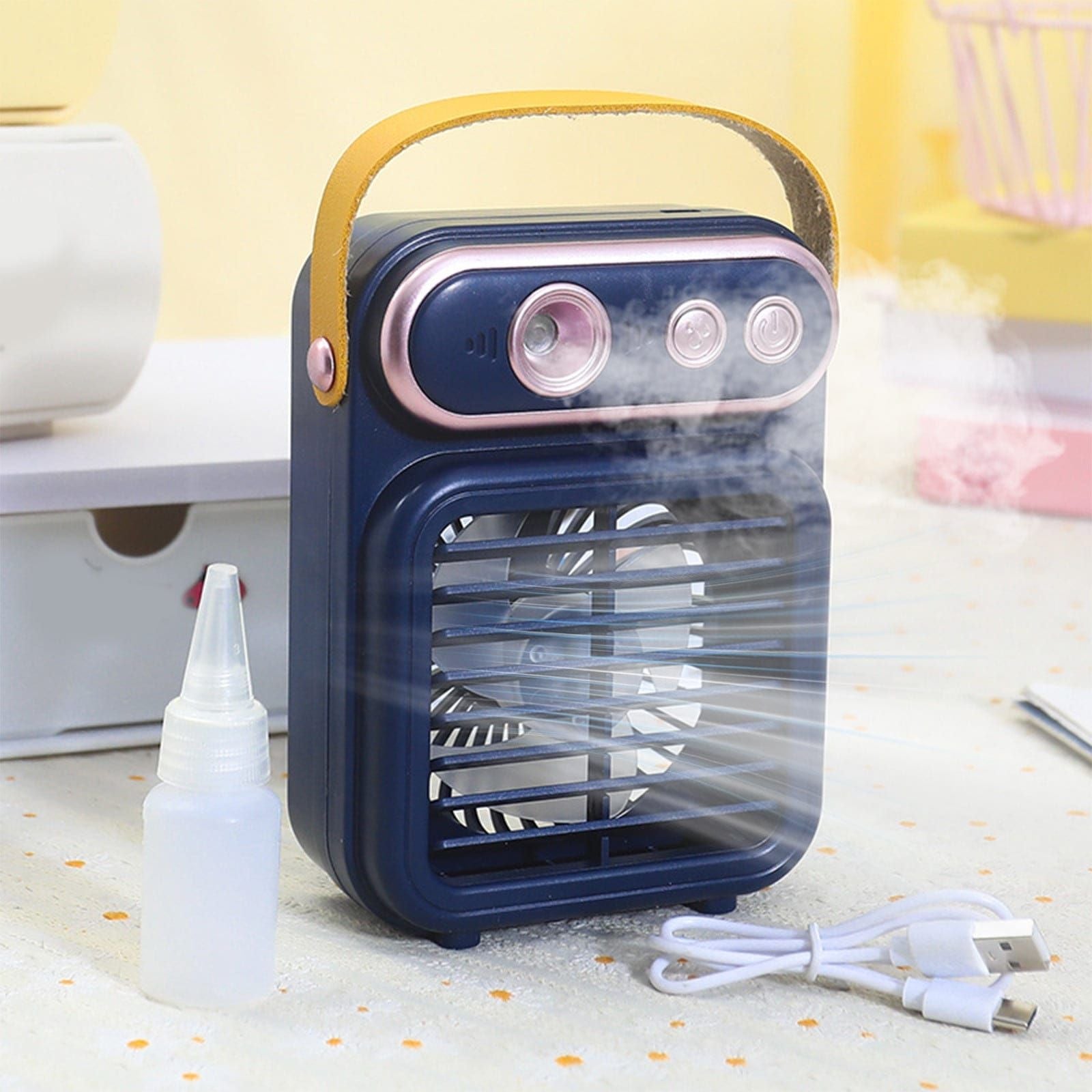 Portable Retro Spray Mini Fan – USB Charging, 3-Speed Silent Cooling Fan