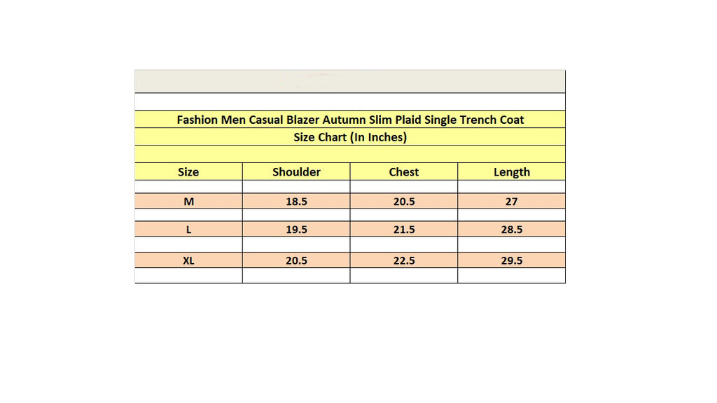 Fashion Men Casual Slim Plaid Fleece Blazer – Autumn Trench Coat