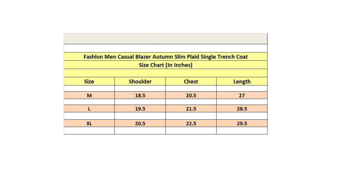 Fashion Men Casual Slim Plaid Fleece Blazer – Autumn Trench Coat