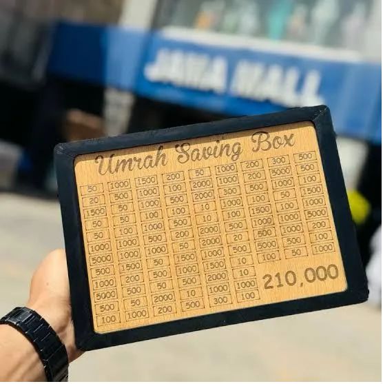 Umrah Savings Box 280 Days | Wooden Islamic Money Saving Jar