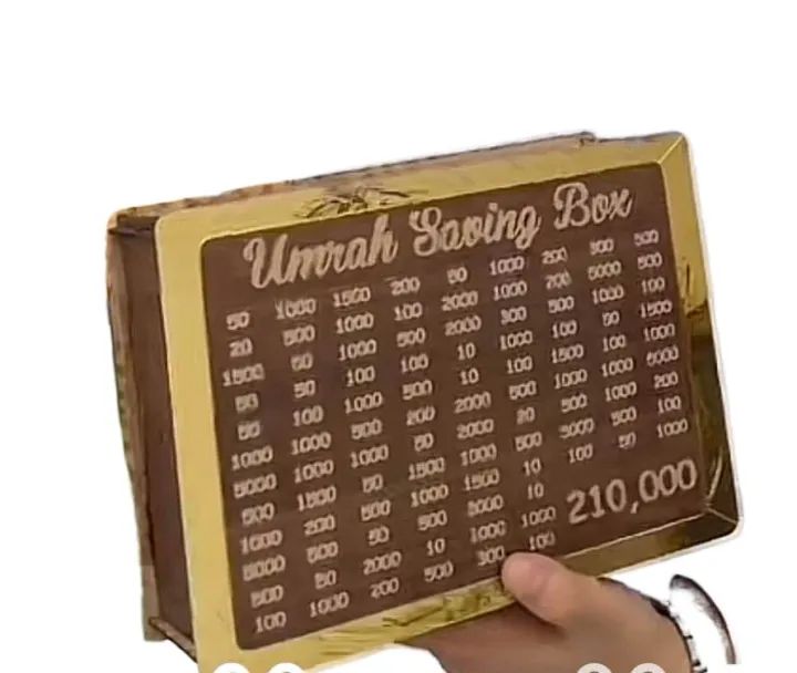 Umrah Savings Box 280 Days | Wooden Islamic Money Saving Jar