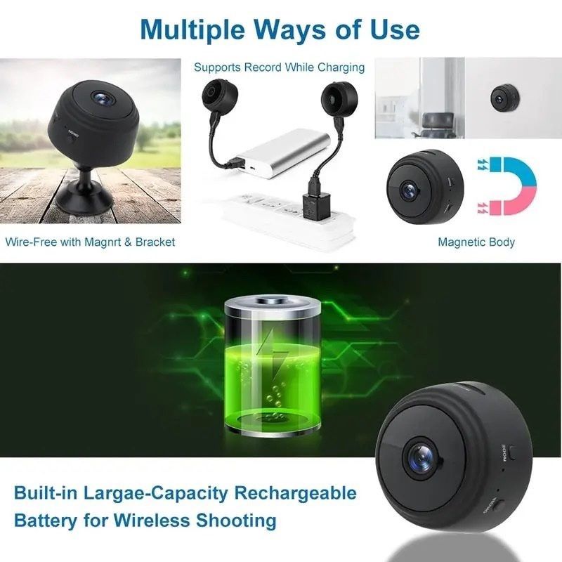 Mini Security Camera | Wide-Angle, Motion Detection & Night Vision