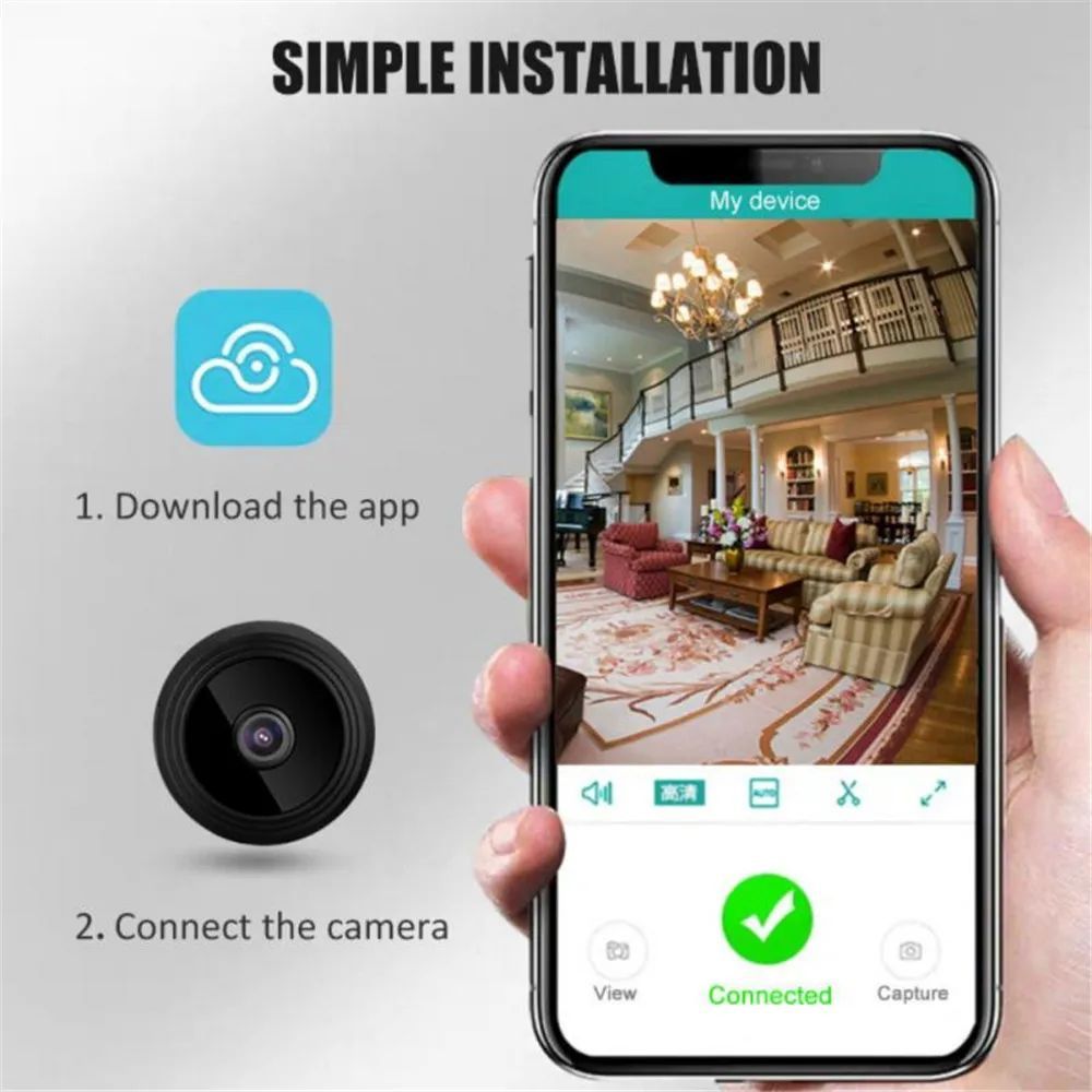 Mini Security Camera | Wide-Angle, Motion Detection & Night Vision